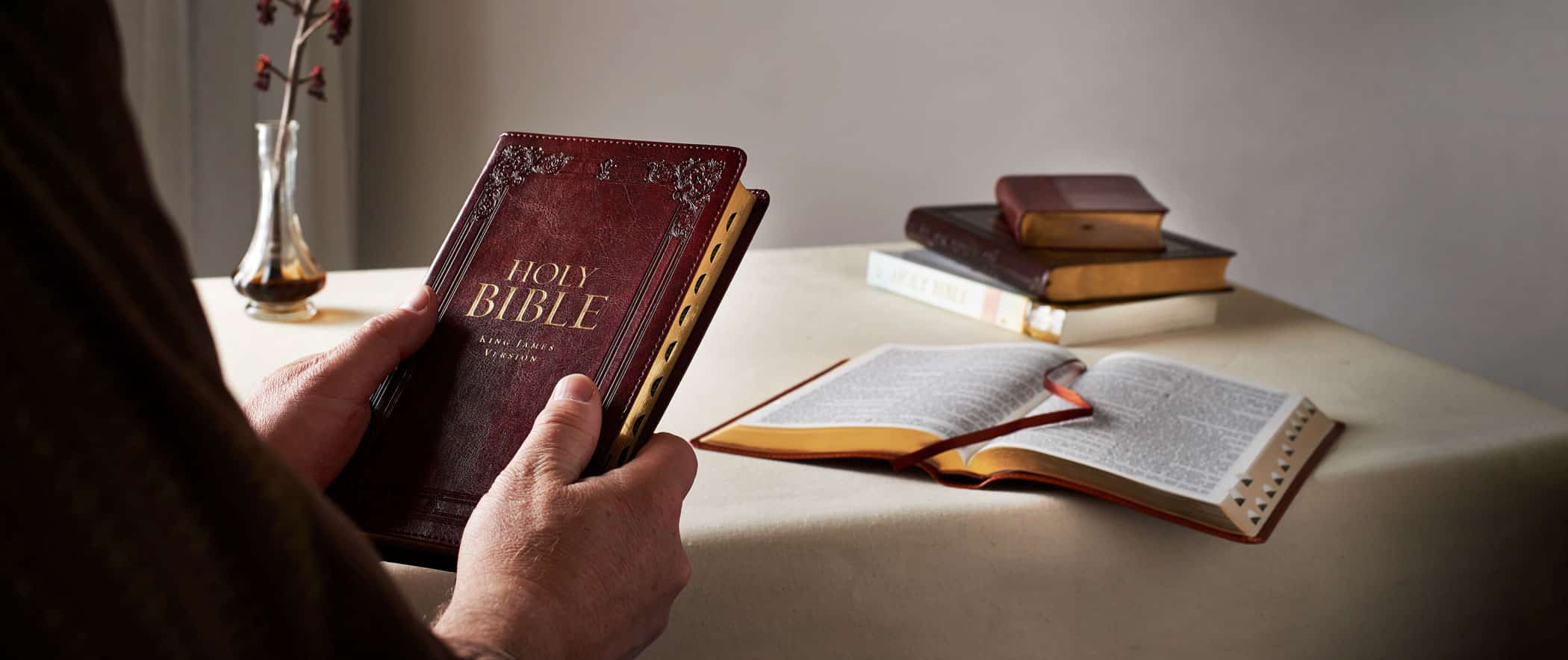 Person holding a KJV bible