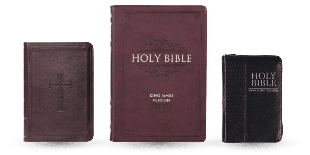 Compact, Thinline, and Pocket Bible in a row