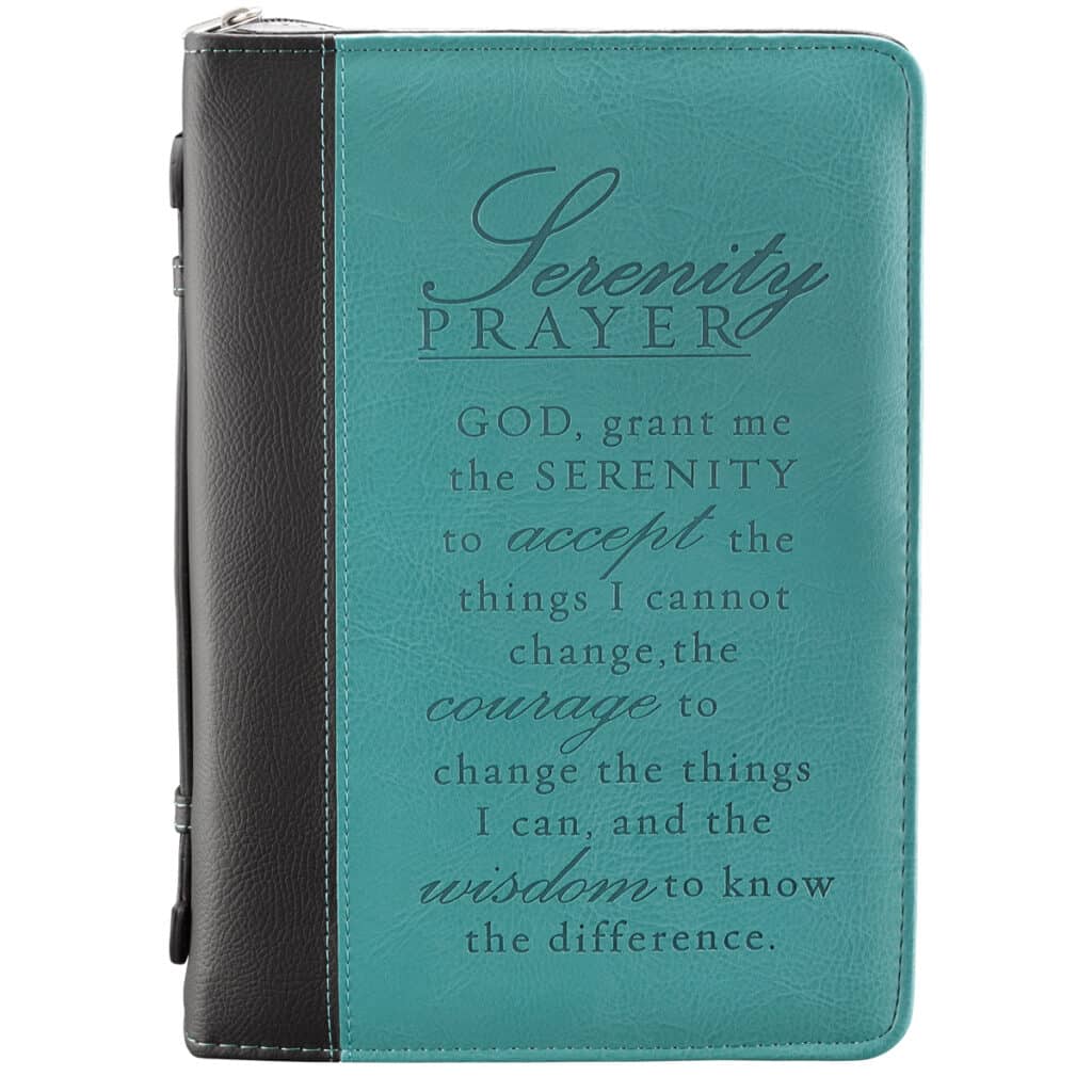 Serenity Prayer Aqua Faux Leather Bible Cover